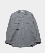 STILL BY HAND "SH02234" Cotton wool band collar shirt