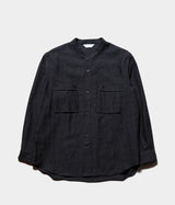 STILL BY HAND "SH02234" Cotton wool band collar shirt