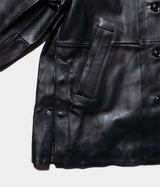YOKE "CUT-OFF LEATHER CAR COAT"