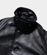 YOKE "CUT-OFF LEATHER CAR COAT"