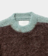 YOKE "MOHAIR BORDER CREWNECK SWEATER"