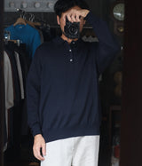 A.PRESSE "Cotton Knit L/S Polo Shirts"