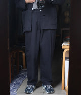STILL BY HAND "PT03241" Garment-dye deep tuck pants