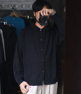 STILL BY HAND "KN01241" Melange knit polo cardigan