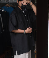 HERILL "Linen ramie open collar shirt"