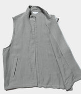 STILL BY HAND "VE01242" Linen Stand collar vest