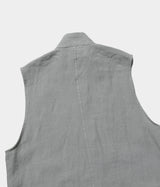 STILL BY HAND "VE01242" Linen Stand collar vest