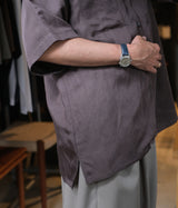 SSSTEIN 25SS "VIS/LI TWILL OVERSIZED OPEN COLLAR SS SHIRT"