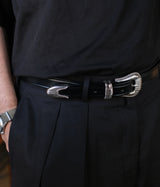 TORY LEATHER "3-Piece Silver Buckle Belt"