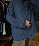 STILL BY HAND "SH04252"Cotton silk open collar shirt