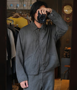 A.PRESSE 2025 Style2 "Vintage Black Chambray Sports Jacket"