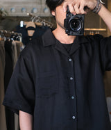 SSSTEIN 26SS "VIS/LI BRIGHT TWILL OVERSIZED OPEN COLLAR SS SHIRT"