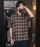 SSSTEIN 26SS "LY/VIS CHECK OVERSIZED OPEN COLLAR SS SHIRT"