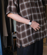 SSSTEIN 26SS "LY/VIS CHECK OVERSIZED OPEN COLLAR SS SHIRT"