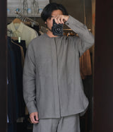 seya. "RIVERMAN OVERSHIRT/KERSEY CHAMBRAY LINEN"