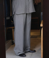 seya. "GROUND PANTS/KERSEY CHAMBRAY LINEN"