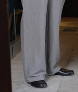 seya. "GROUND PANTS/KERSEY CHAMBRAY LINEN"