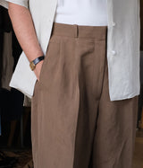 A.PRESSE 2026 Style1 "Linen Rayon Wide Trousers"