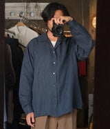 A.PRESSE 2026 Style1 "Vintage Silk Linen Open Collar Shirt"