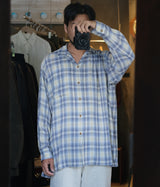 MAATEE&SONS "op collar shirts RAYON SILK WHITE OMBRE"