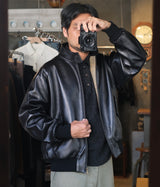 A.PRESSE 2026 Style2 "Leather Harrington Jacket"