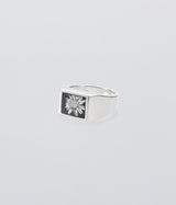 XOLO JEWELRY "Signet Ring with Black & Gray Flower"