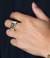 XOLO JEWELRY "Signet Ring with Gray & Gold Flower"