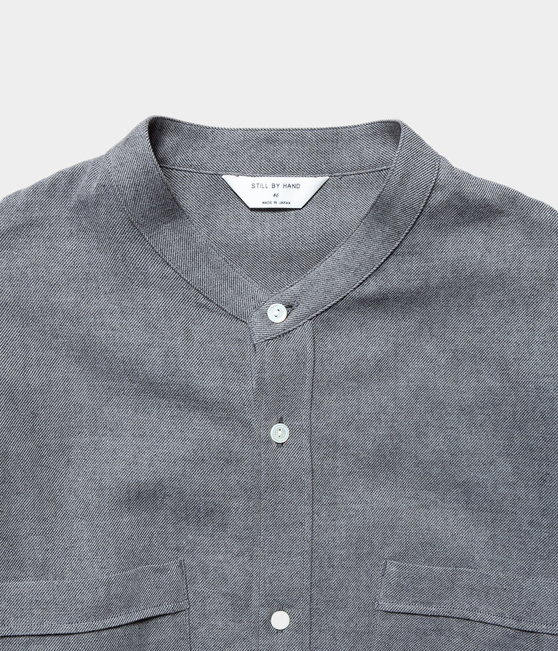 STILL BY HAND "SH02234" Cotton wool band collar shirt