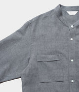 STILL BY HAND "SH02234" Cotton wool band collar shirt
