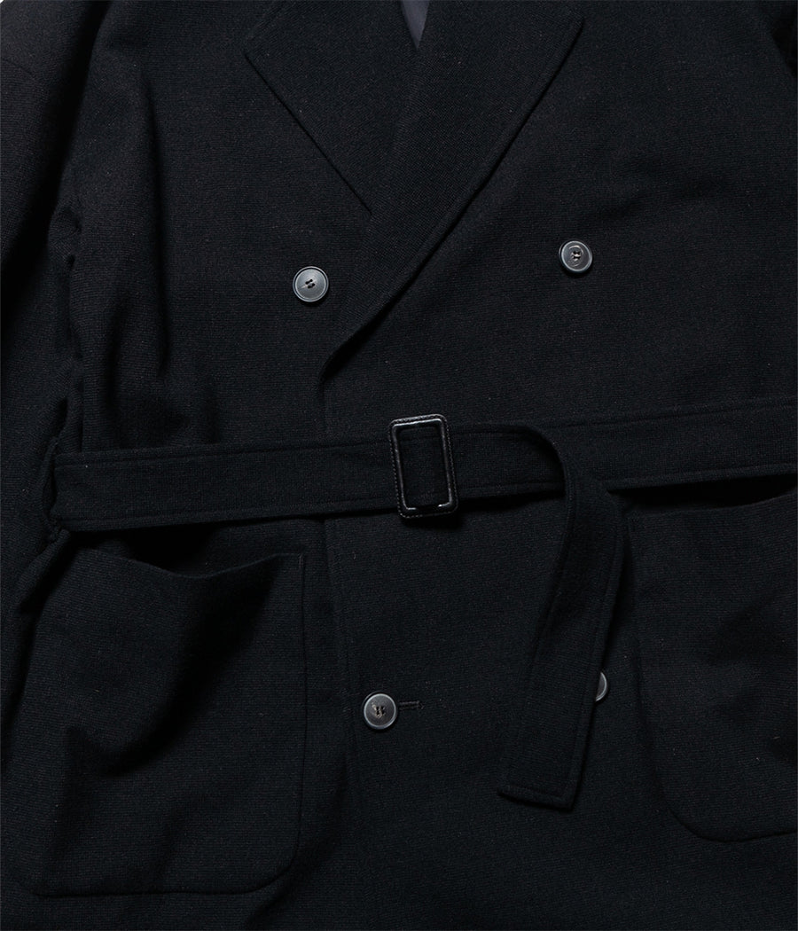 関税込 toile double-breasted coat LEO BLACK DOUBLE BREAST RAINCOAT