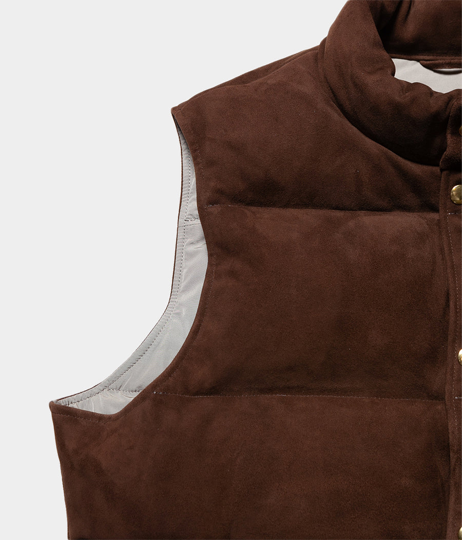 Quilted suede down vest best sale