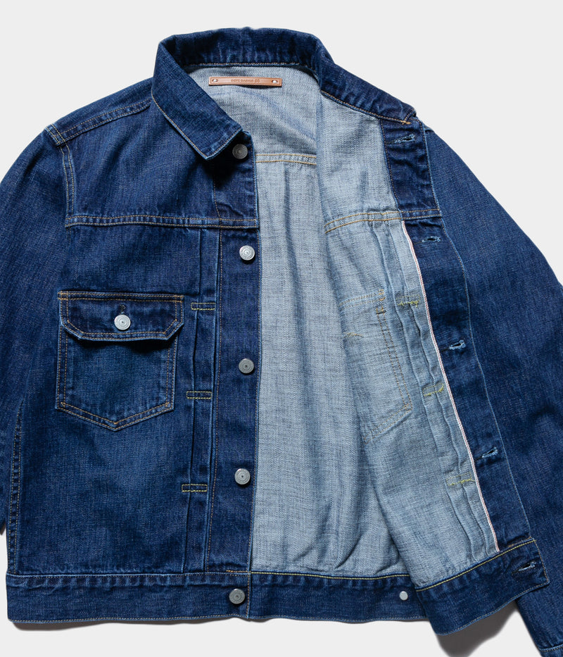 SCYE BASICS "Selvedge Denim Used Wash Trucker Jacket 2nd"