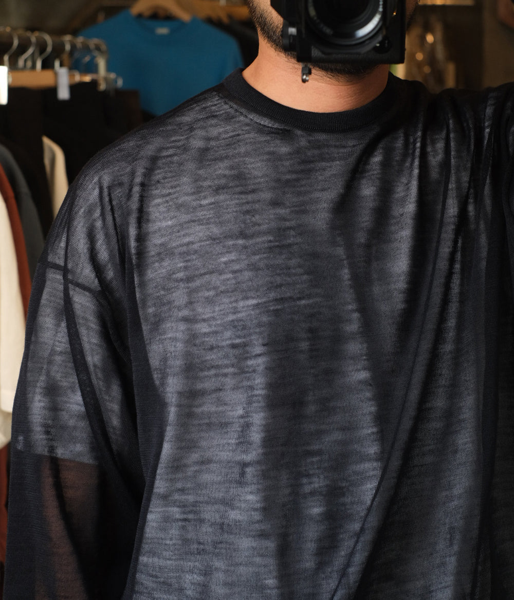 HERILL Ramie High gauge crew neck シアーニット HERILL] Ramie Highgauge Crewneck (BLUE) – MaW SAPPORO
