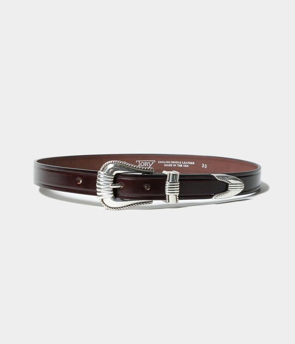 TORY LEATHER "3-Piece Silver Buckle Belt"