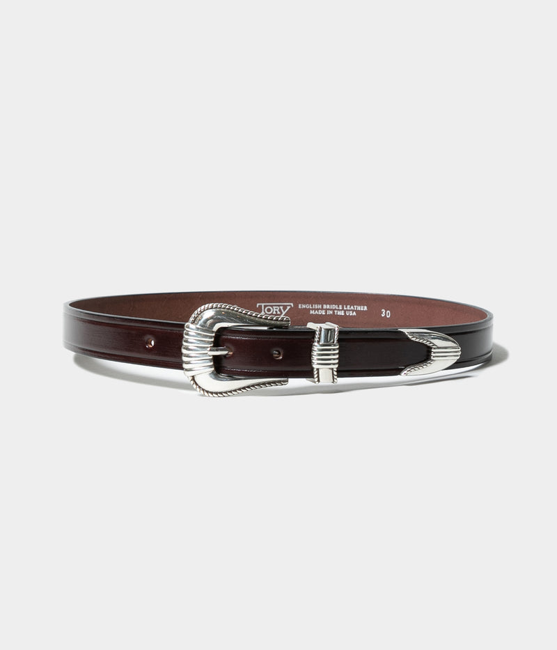 TORY LEATHER "3-Piece Silver Buckle Belt"
