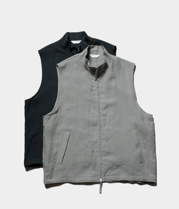 STILL BY HAND "VE01242" Linen Stand collar vest