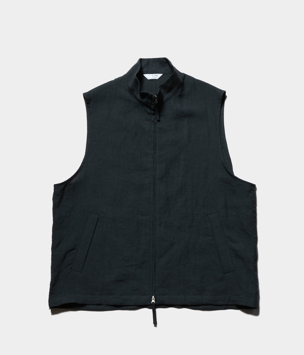トップス STILL BY HAND WIN STAND COLLAR ZIP VEST STILL BY HAND Linen Stand Collar Vest – Chum!
