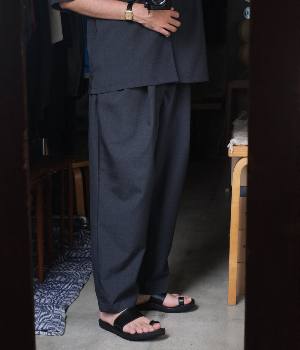 【STILL BY HAND】Wool Easy Slacks Wool Mix Easy Pants in Charcoal