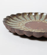 Kinjo hiromu "Ash glaze chrysanthemum plate"