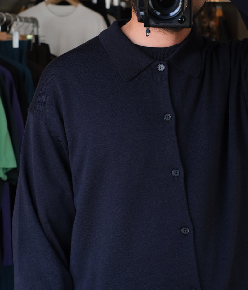 A.PRESSE "Wool Knit Polo Collar Cardigan"