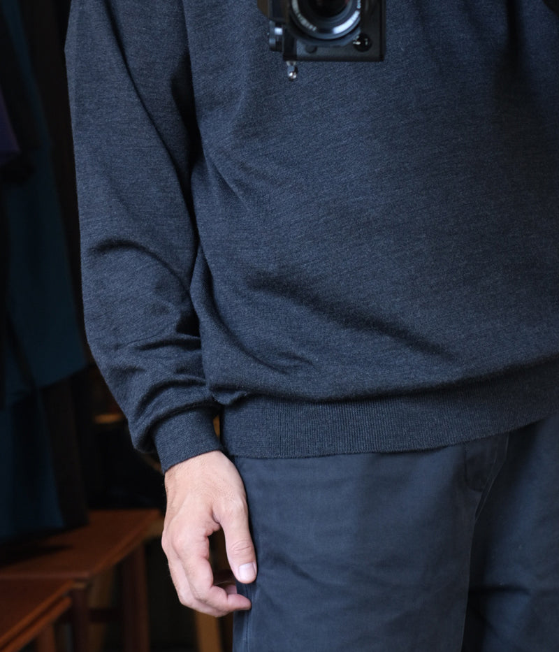 A.PRESSE "Wool Knit L/S Polo Shirt"