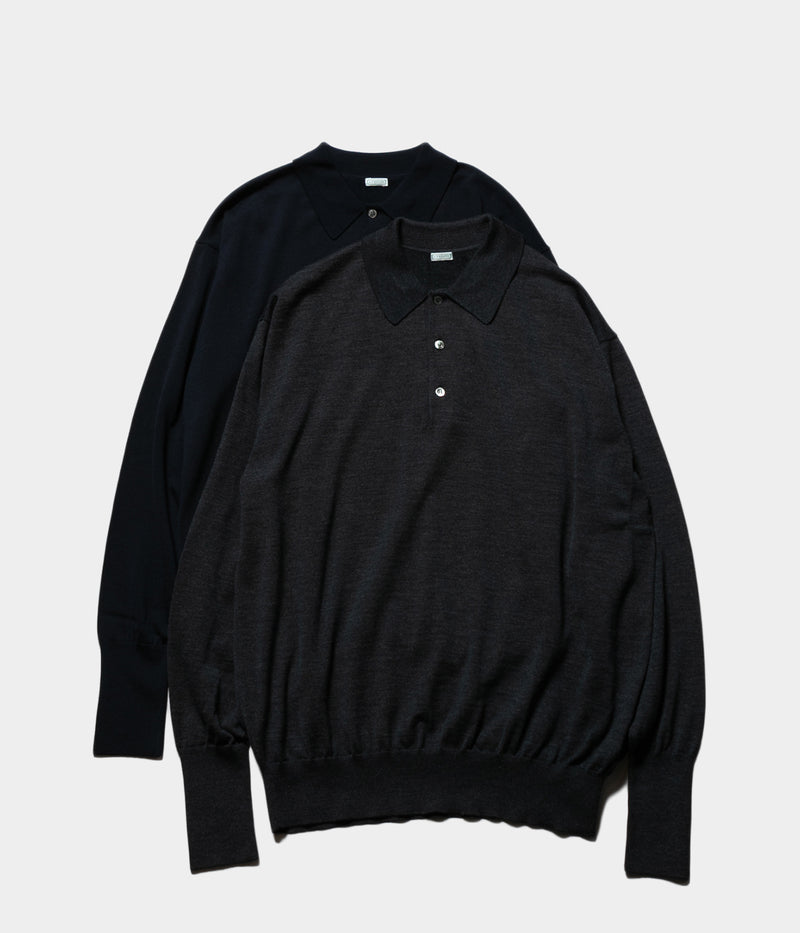 A.PRESSE "Wool Knit L/S Polo Shirt"