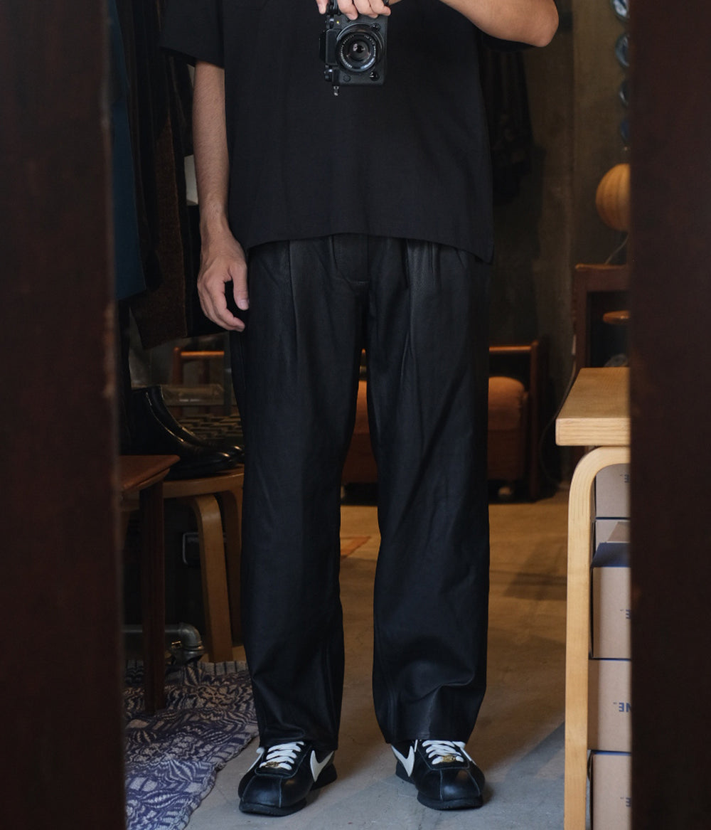 soerte leather wide straight pantsレザーパンツ soerte leather wide straight pantsレザーパンツ