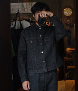 A.PRESSE "Black Denim Trucker Jacket"