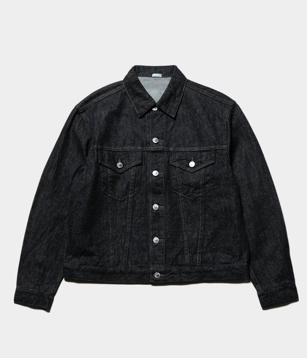 A.PRESSE "Black Denim Trucker Jacket"