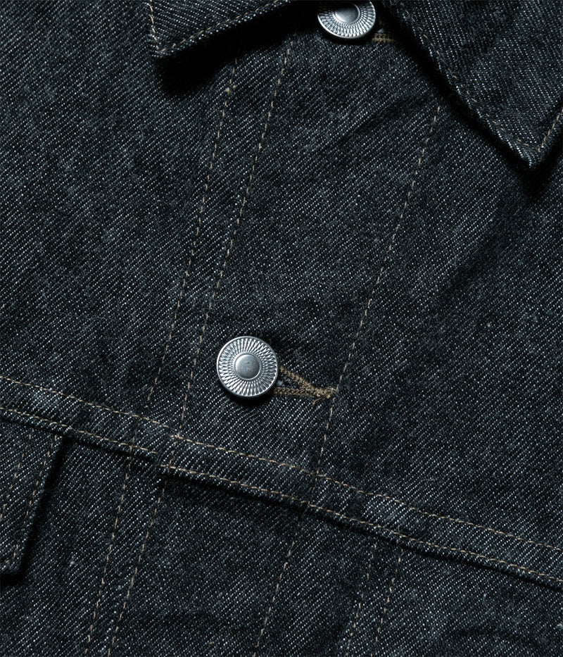 A.PRESSE "Black Denim Trucker Jacket"