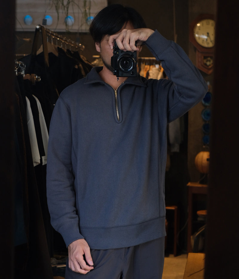 SCYE BASICS "Fleece Back Jersey Half Zip Pullover"