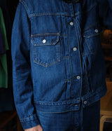 SCYE BASICS "Selvedge Denim Used Wash Trucker Jacket 2nd"