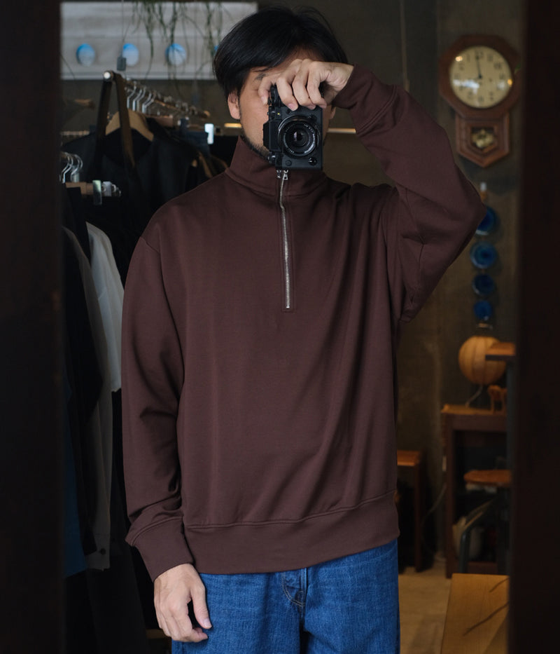 HANDVAERK "#0520 FLEX HALF-ZIP SWEAT T-SHIRT"