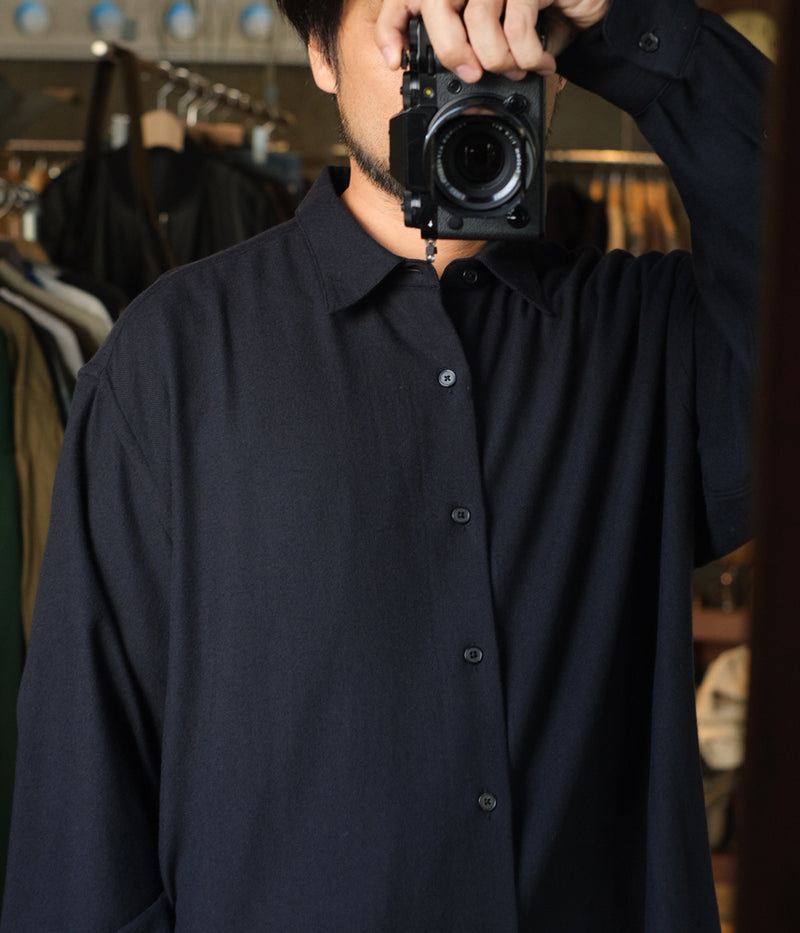 A.PRESSE "Wool Regular Collar Shirt"